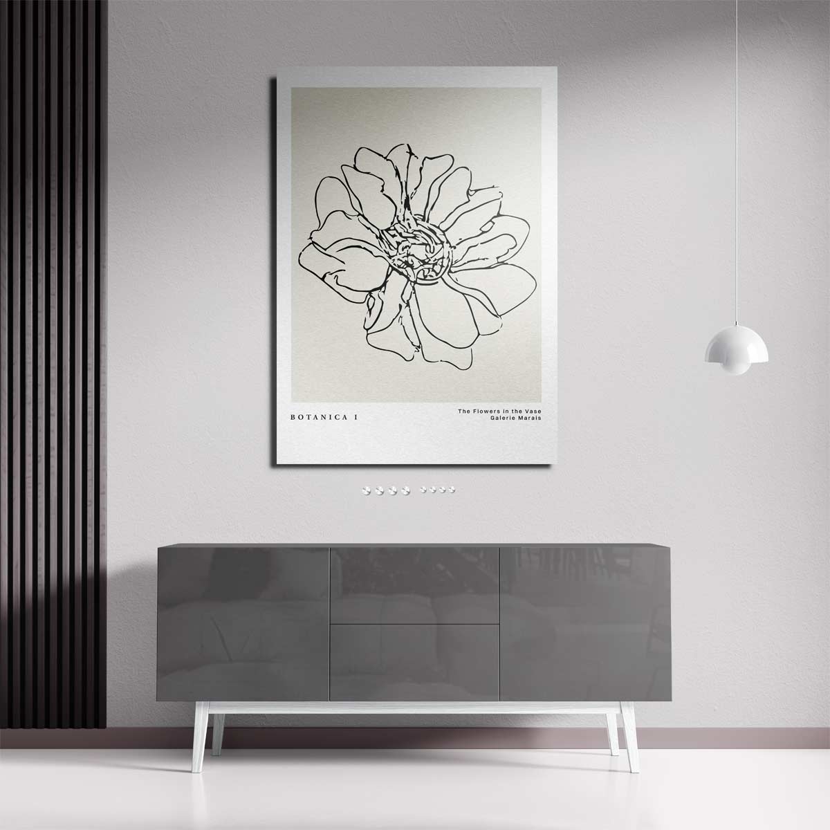 Bloemenkunst in Lijn – staande wandkunst voor woonkamer of interieur
