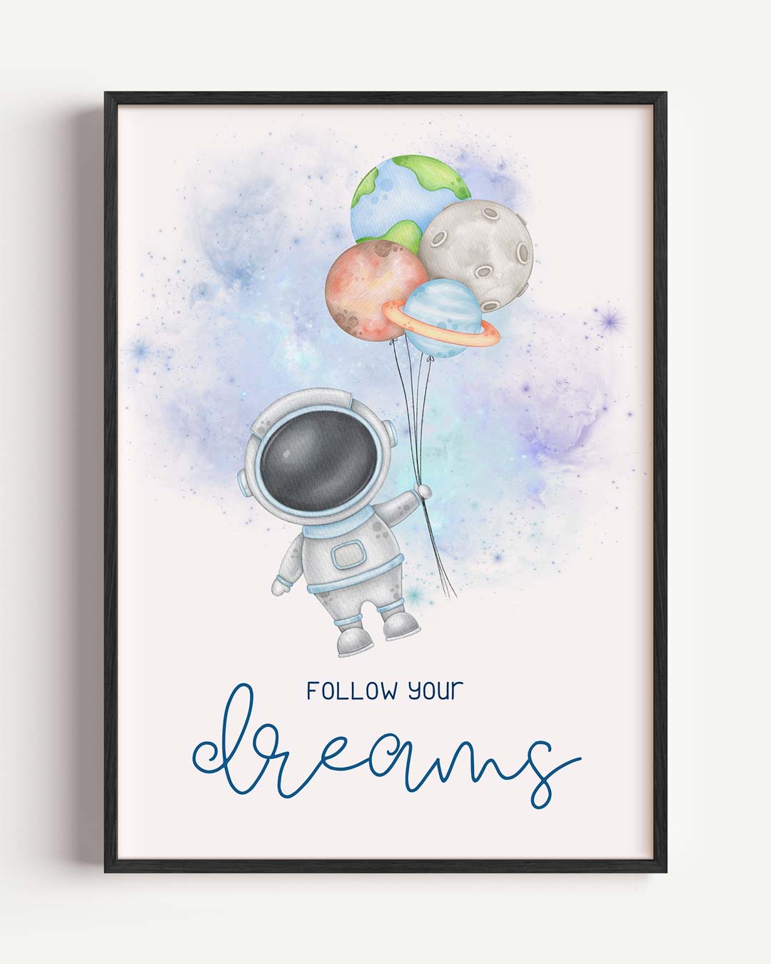 Dromerige Astronauten – kids portret poster als wanddecoratie