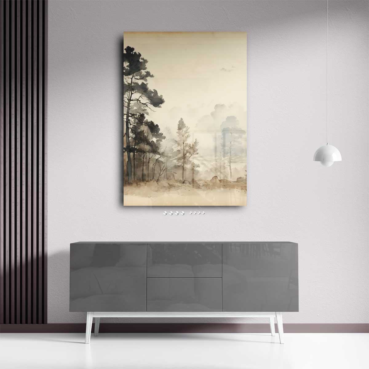 Rustige Bosmist – staand kunstwerk voor modern interieur