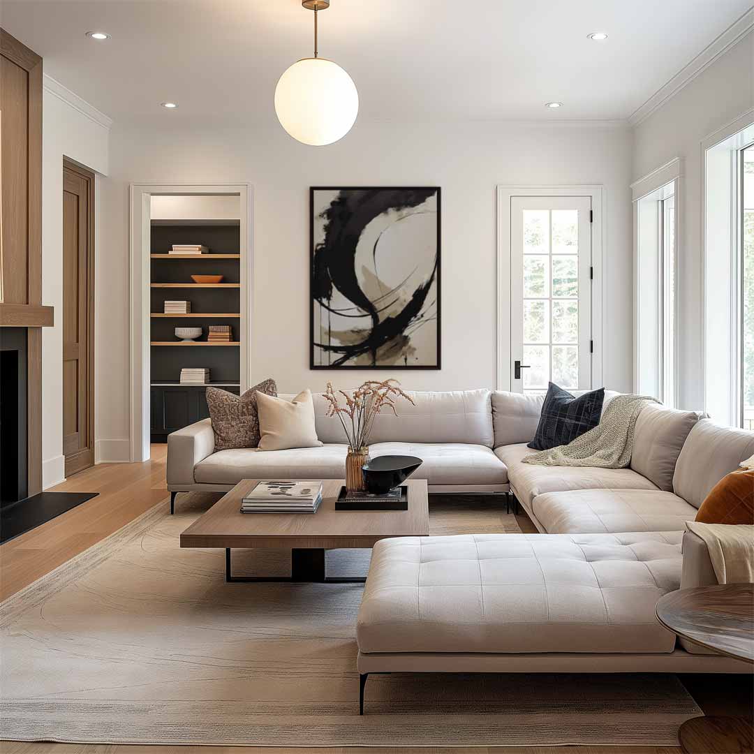Abstracte Zwarte Kalligrafie – staand kunstwerk voor modern interieur