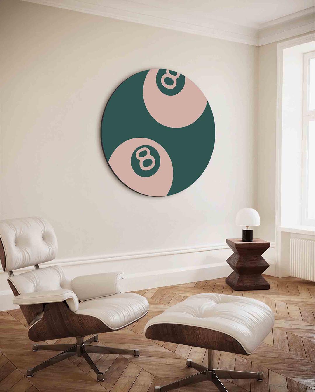 Biljartballen – moderne ronde wanddecoratie van WallArtistic