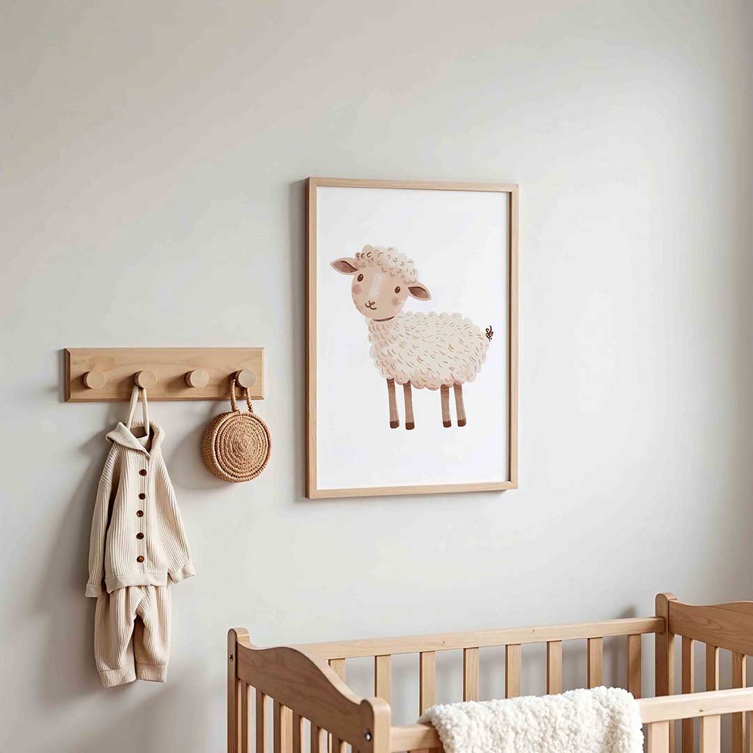 Schattig schaap – kinderposter in staand formaat