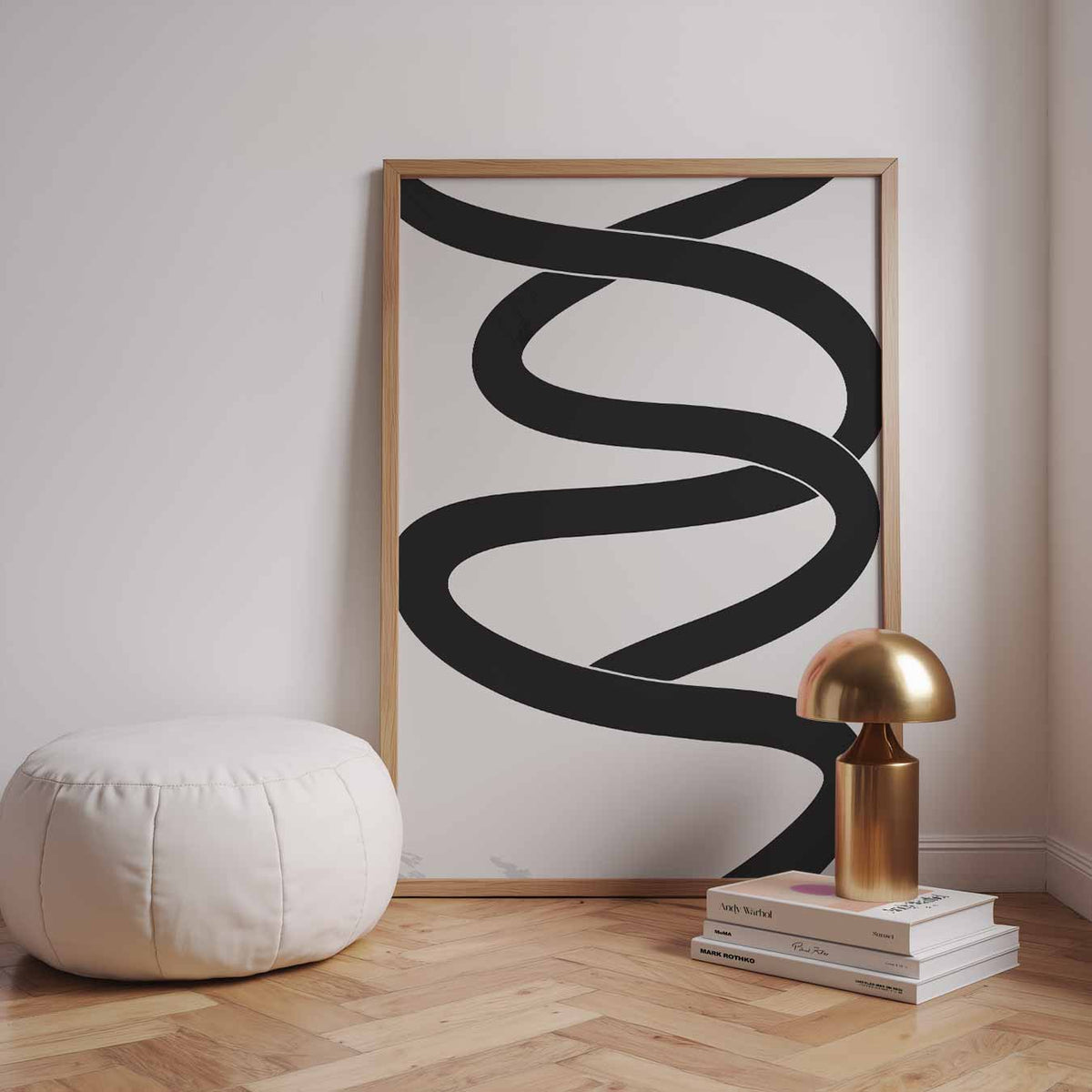 Moderne Minimalistische Kronkel – staande kleurrijke abstracte wanddecoratie van WallArtistic