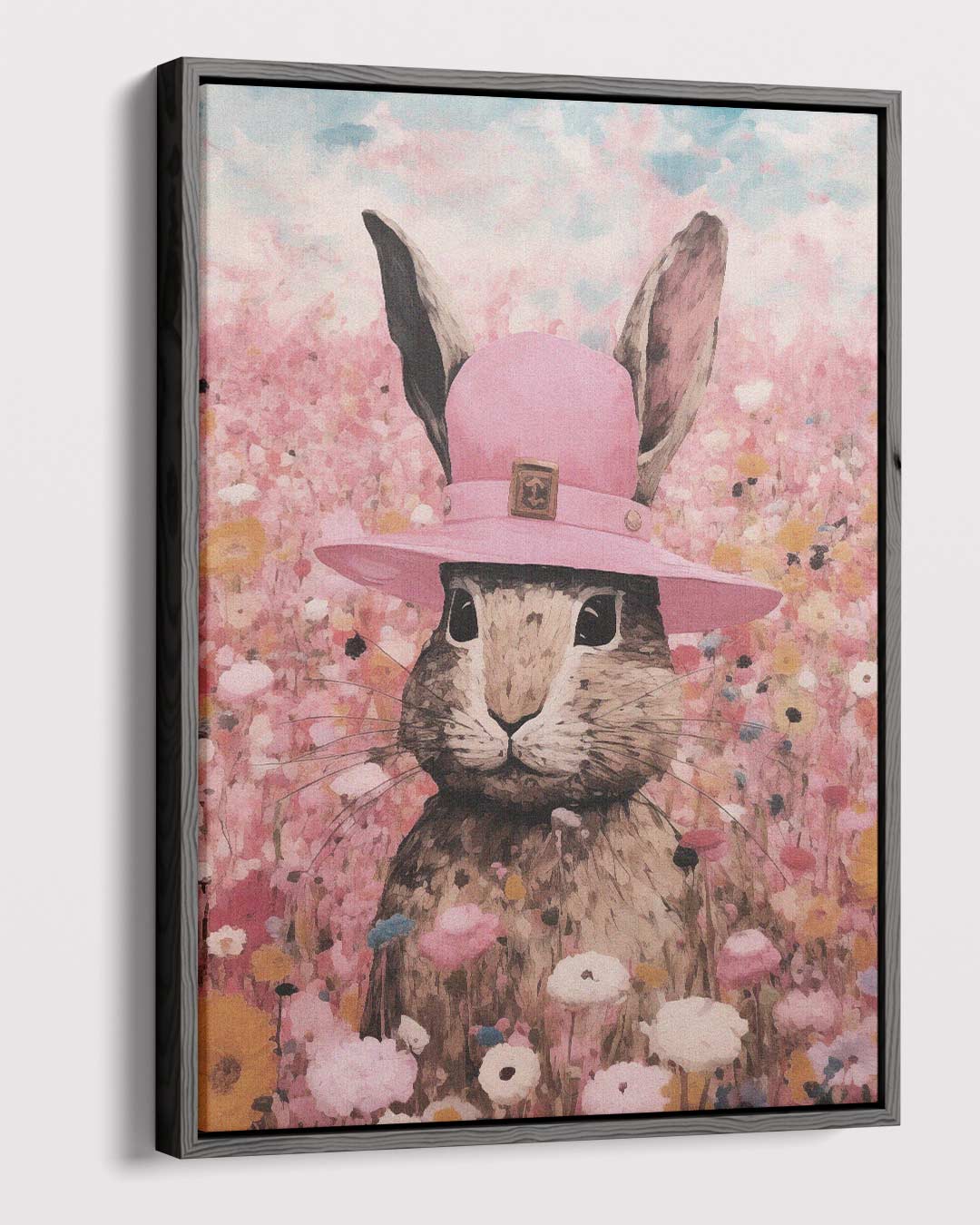 Konijn in Bloemenparadijs – canvas wanddecoratie in portret formaat