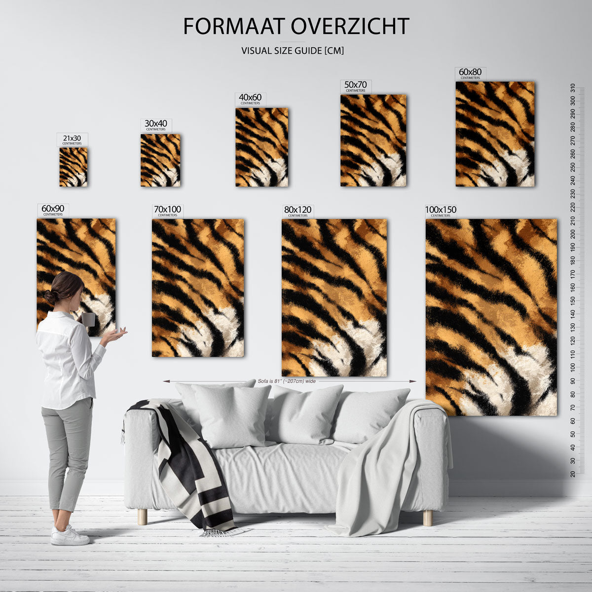 Tijgerprint – staande muurposter met safari thema