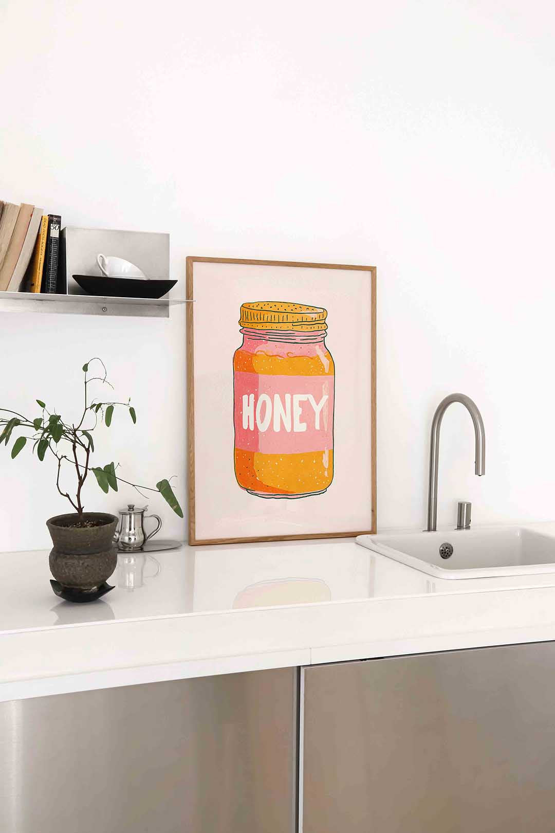 Honingpot illustratie – staande keuken wanddecoratie van WallArtistic
