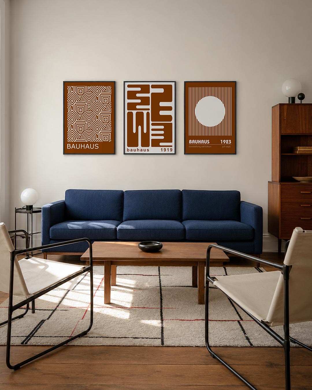 Lijnen en patronen driedelige posterset – deze posterset in drie delen toont een dynamisch lijnenspel met cirkels en