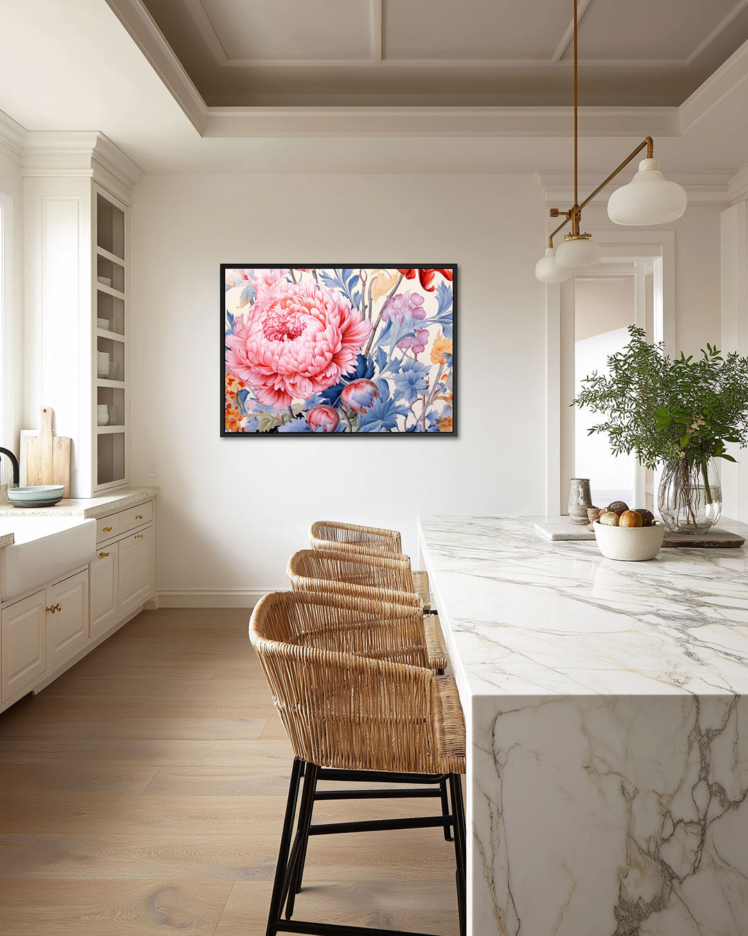 Bloemrijke compositie – liggende wanddecoratie