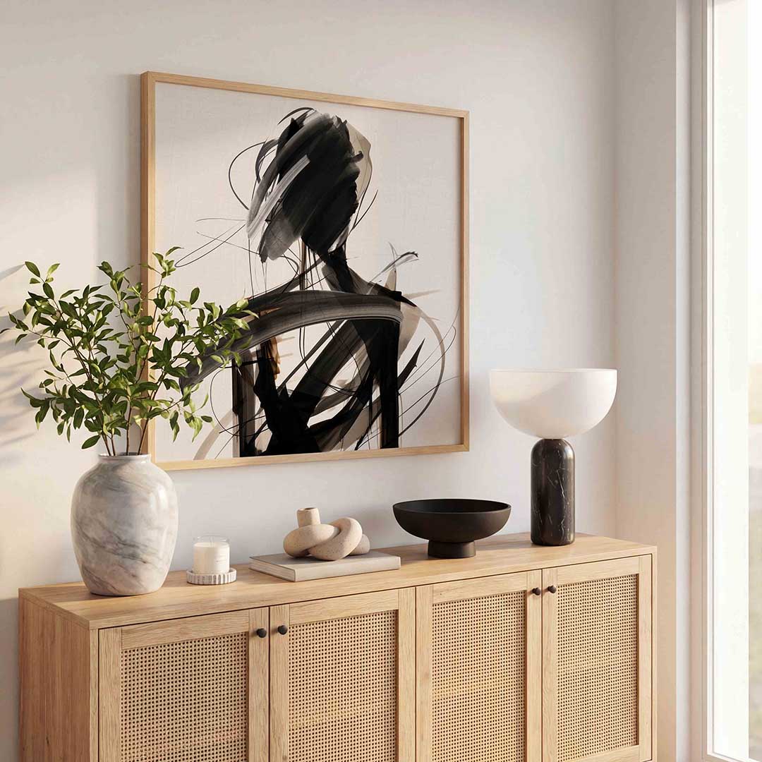 Abstracte figuur – rustige abstracte wandkunst als vierkante poster