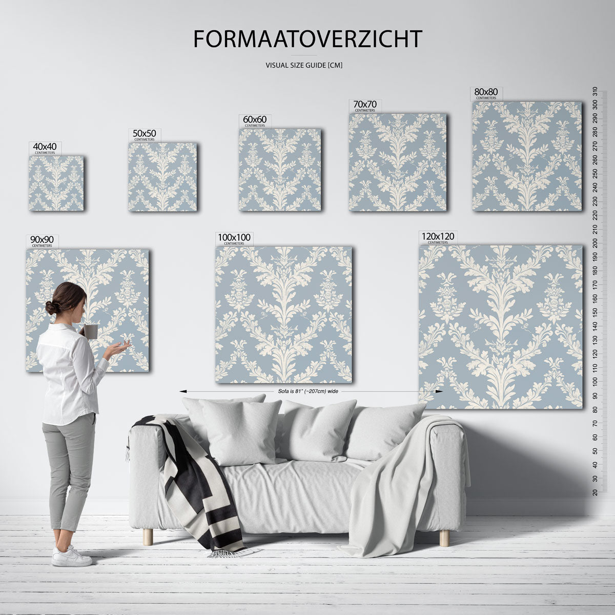 Symmetrische bladeren – vierkante muurposter met abstracte vormen