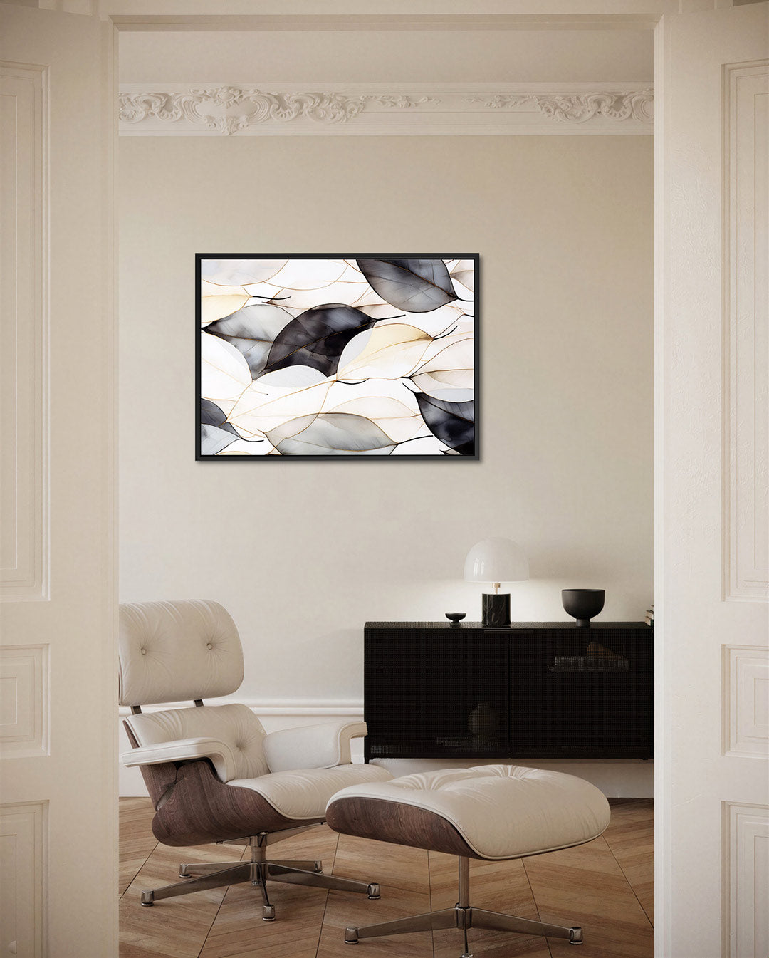 Organische bladvormen – Abstract kunstwerk – liggende wanddecoratie