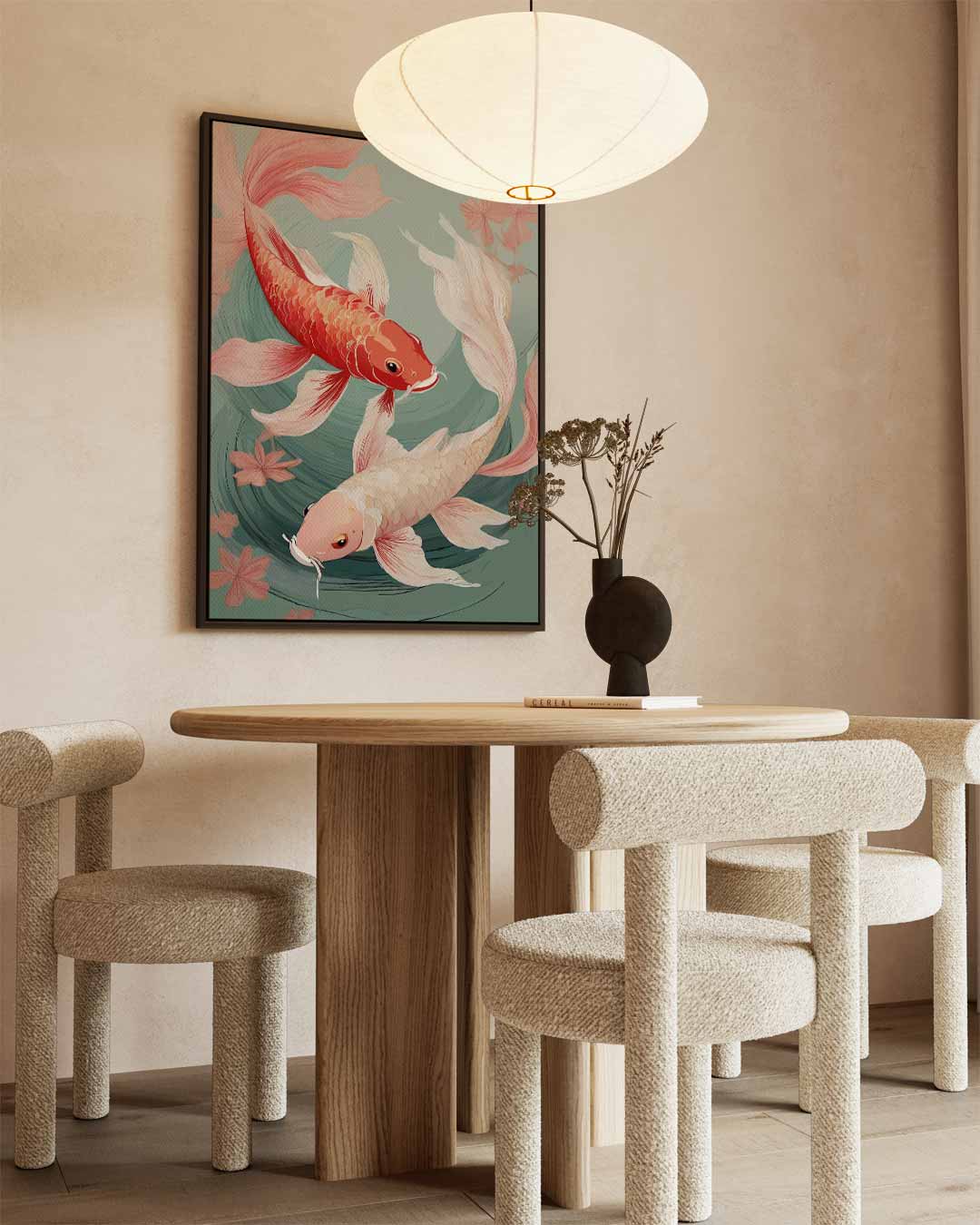 Koi Vissen in Stroom – staand kunstwerk voor modern interieur
