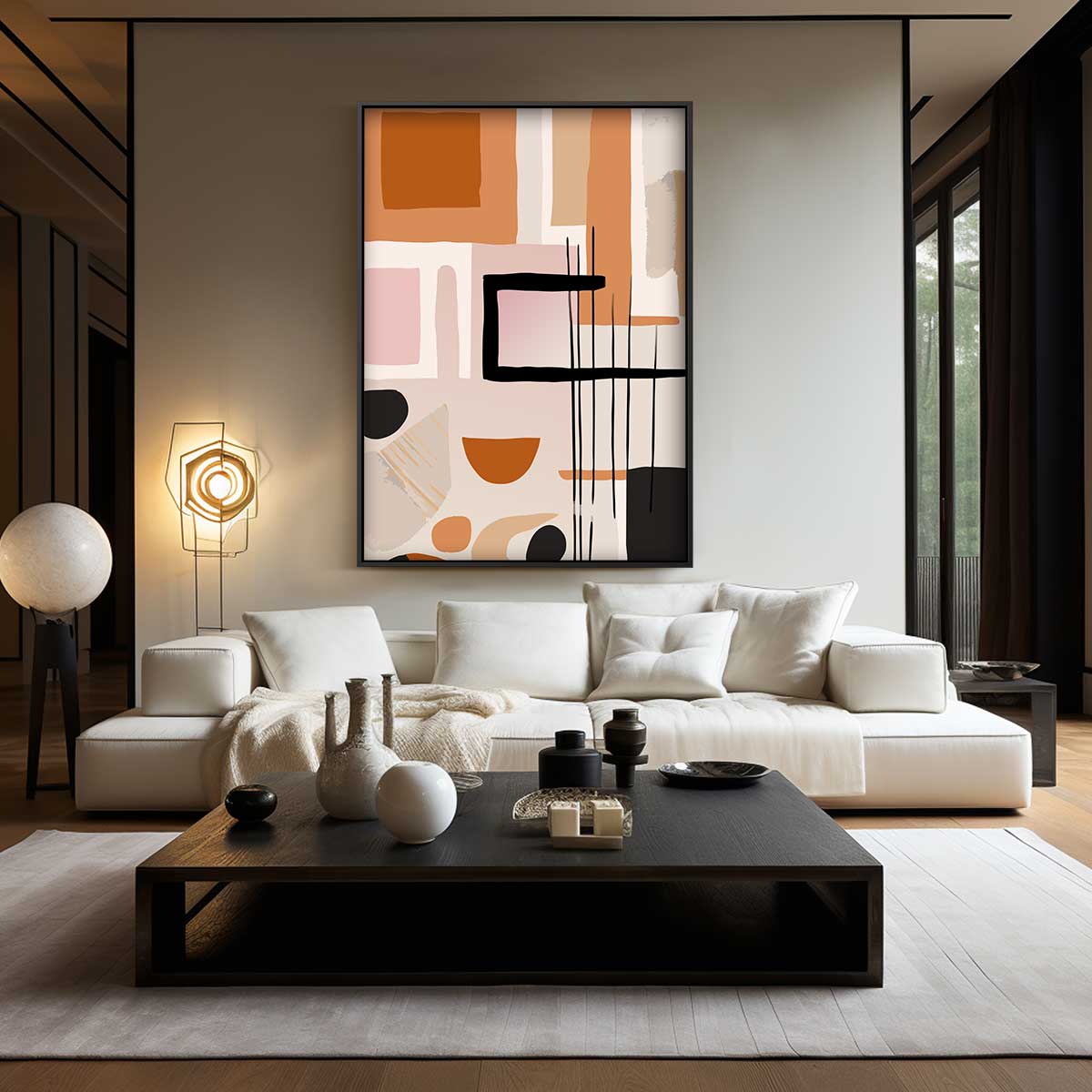 Abstracte Aardetinten Compositie – modern portret kunstwerk van WallArtistic