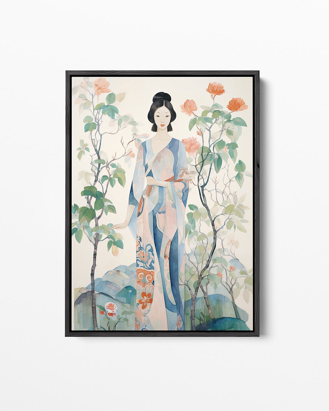 Vrouw met bloemen – staand wanddecoratie kunstwerk