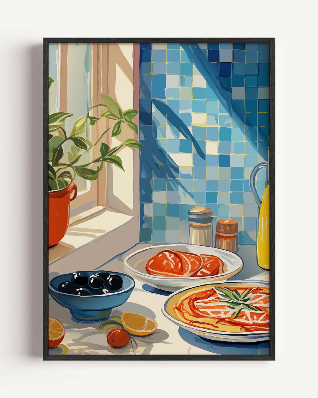 Mediterrane Keuken Charme – keuken portret poster als wanddecoratie
