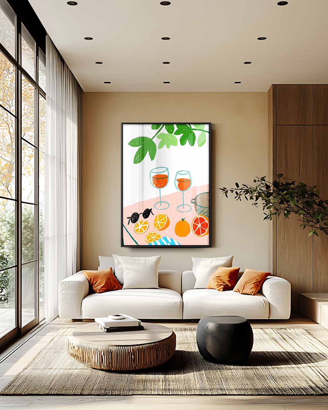 Zonnig Terras Moment – plexiglas wanddecoratie in portret formaat