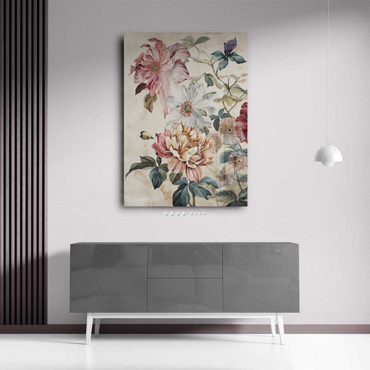 Bloemenpracht in Aquarel – kunstwerk met zwarte baklijst