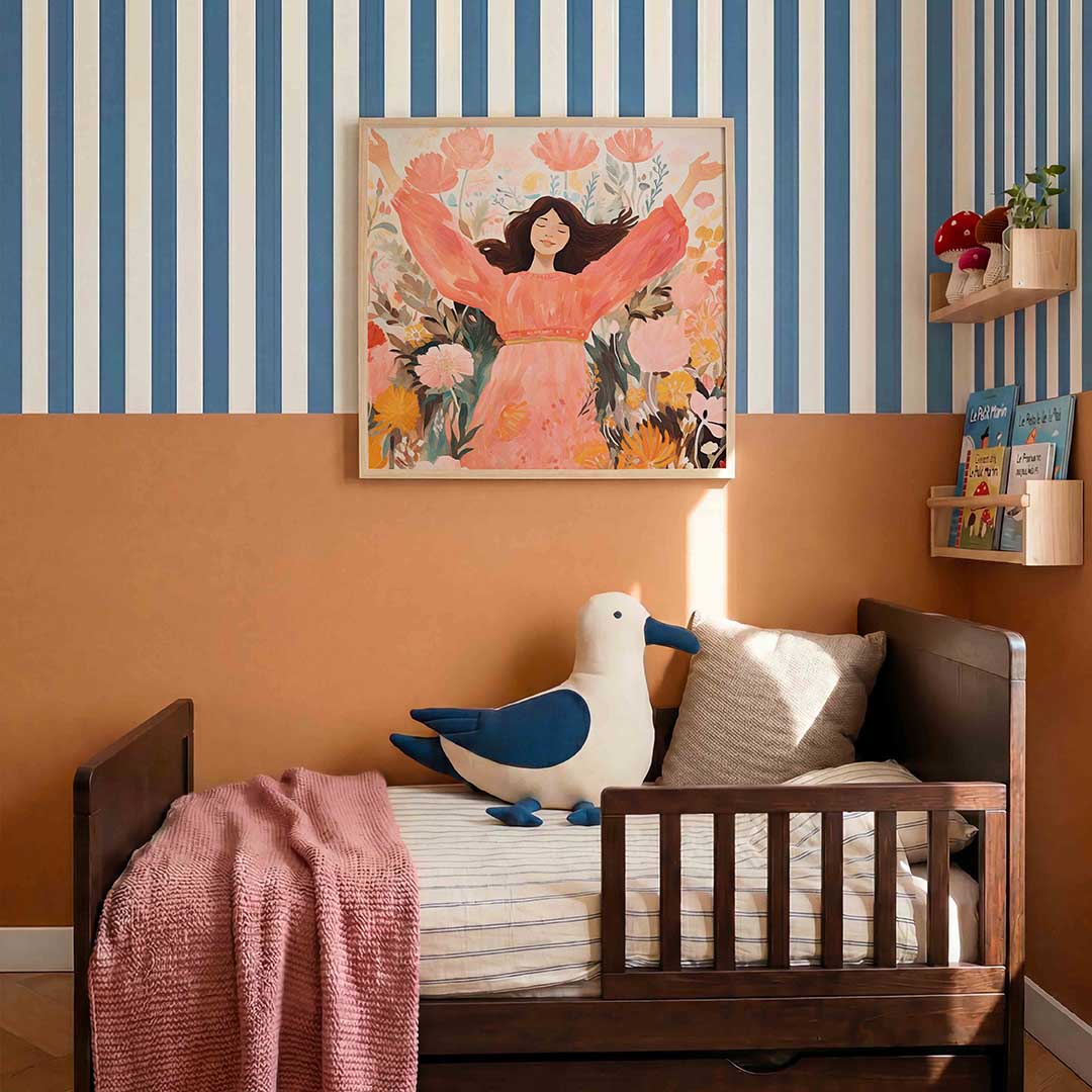 Vrouw in bloemen – kids poster in vierkant formaat