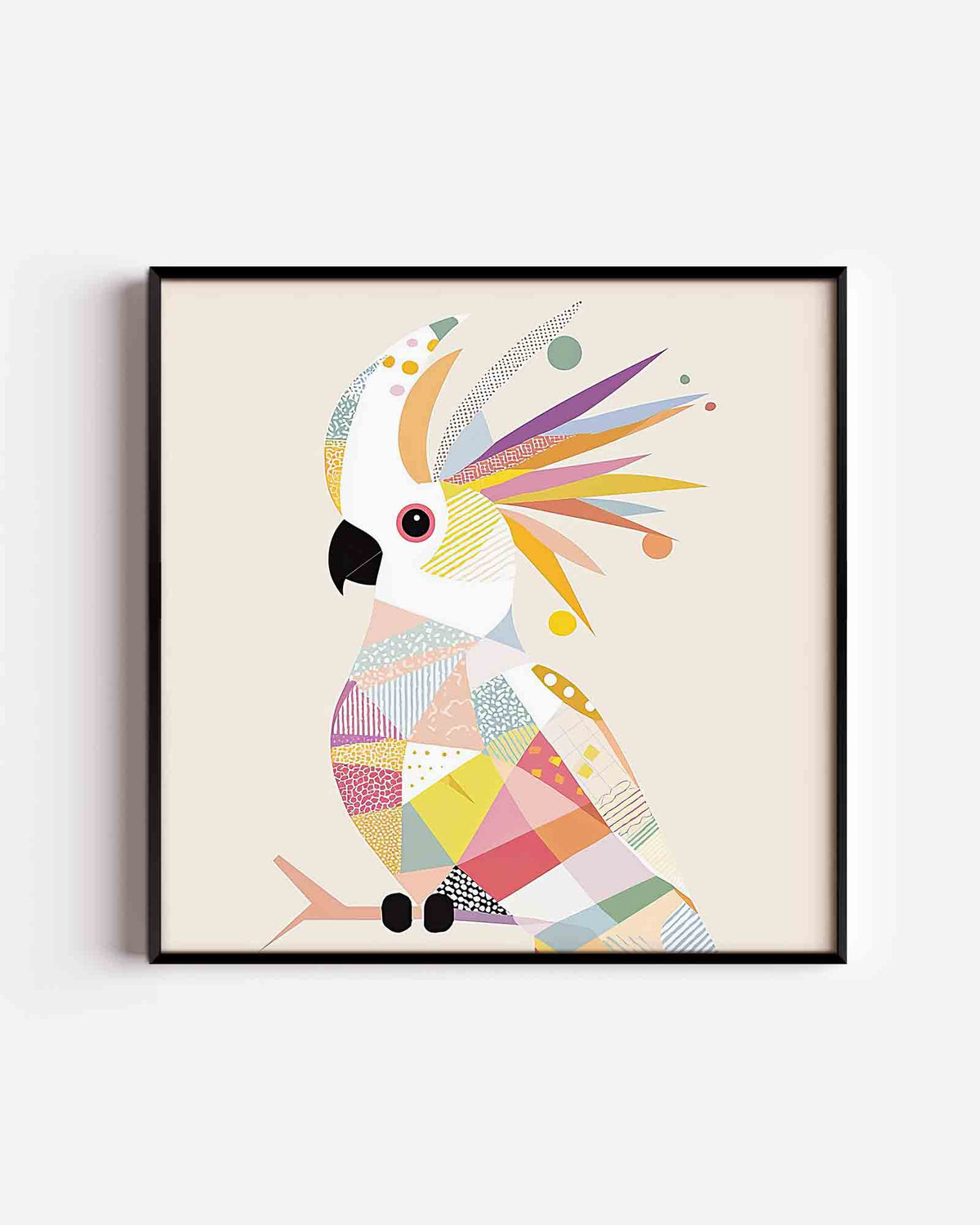 Gekleurde vogel – vierkante dierenposter als wanddecoratie