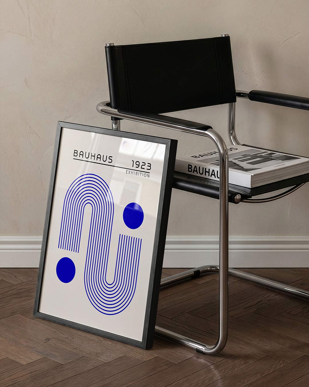 Lijnen en cirkels – staande Bauhaus poster voor aan de muur