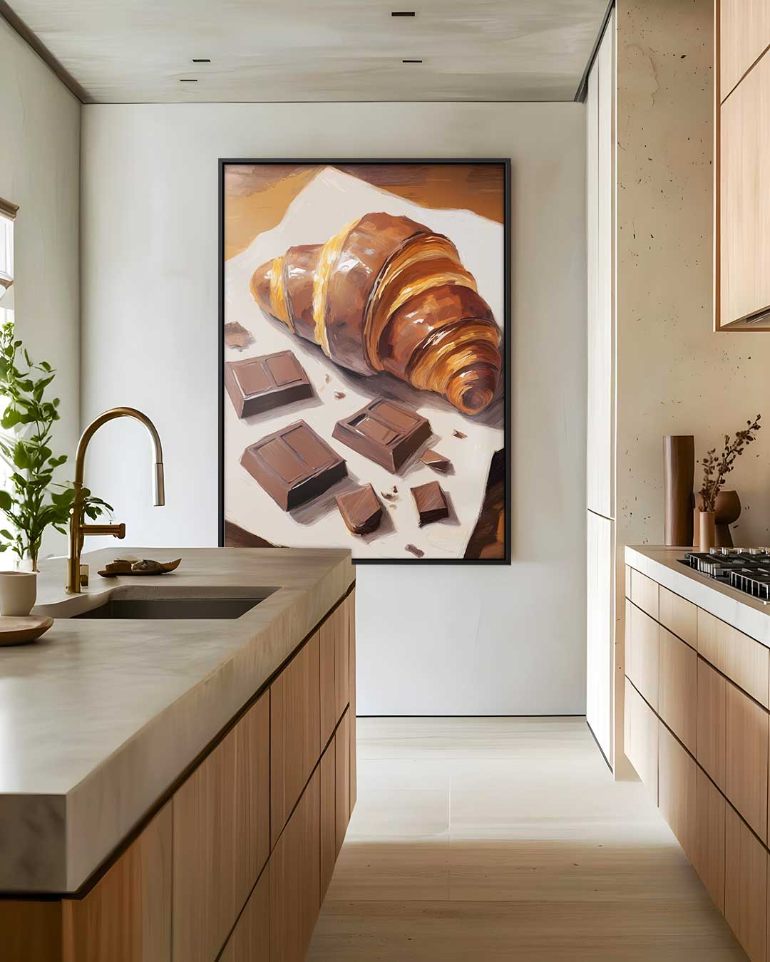 Choco Croissant Delight – staand kunstwerk voor modern interieur