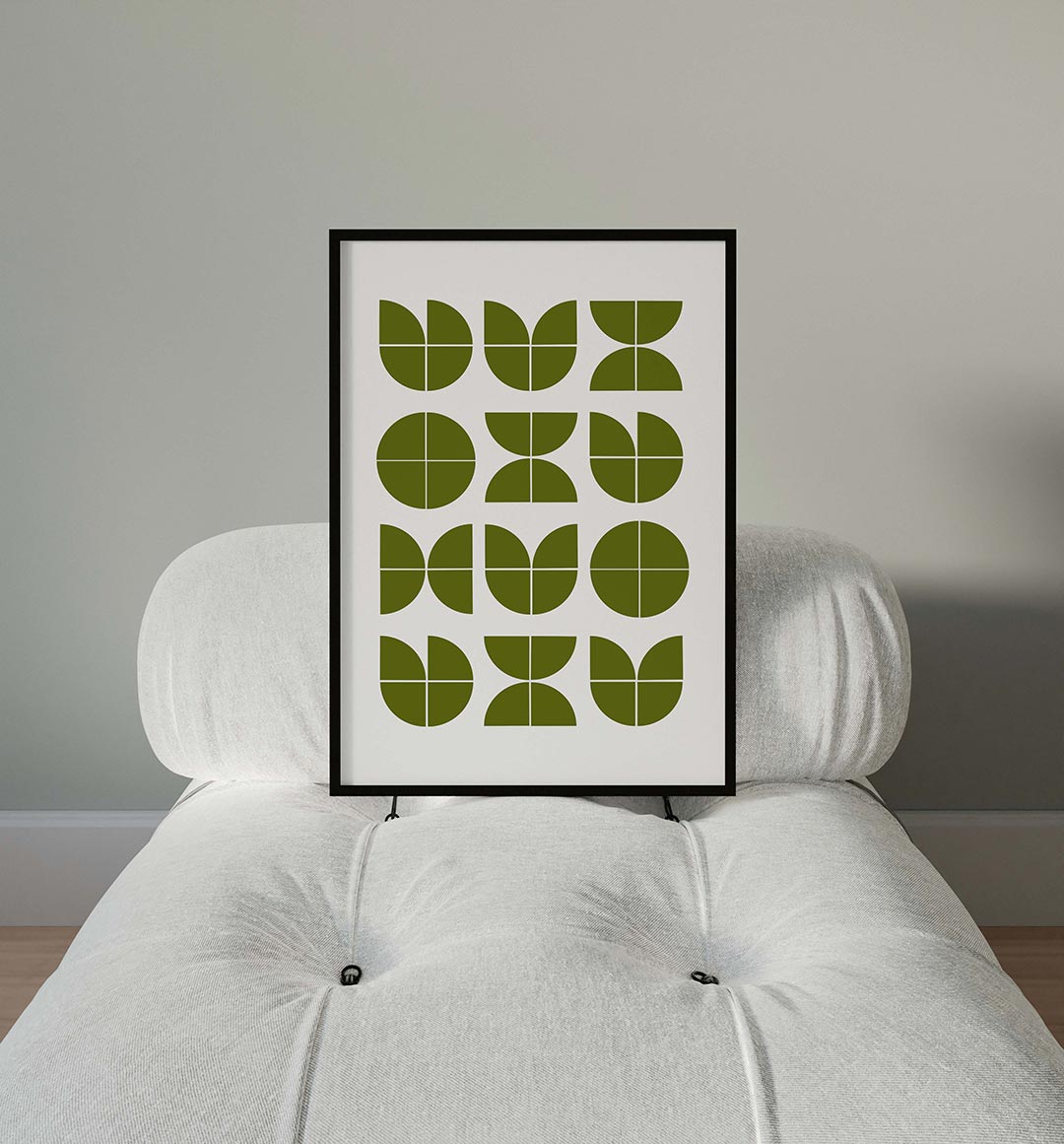 Groene vormenritme – moderne Bauhaus wandkunst als poster