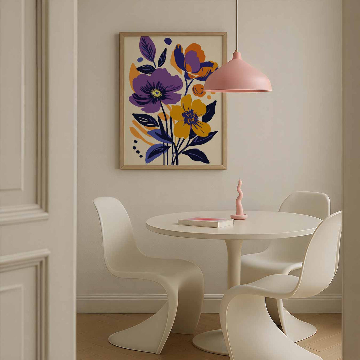 Bloemenpracht in Paars en Oranje – bloemen poster in staand formaat
