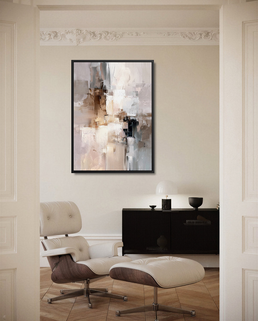 Gelaagde compositie – moderne staande wandkunst