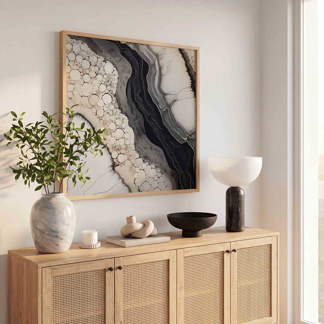 Abstracte vormen – rustige abstracte wandkunst als vierkante poster