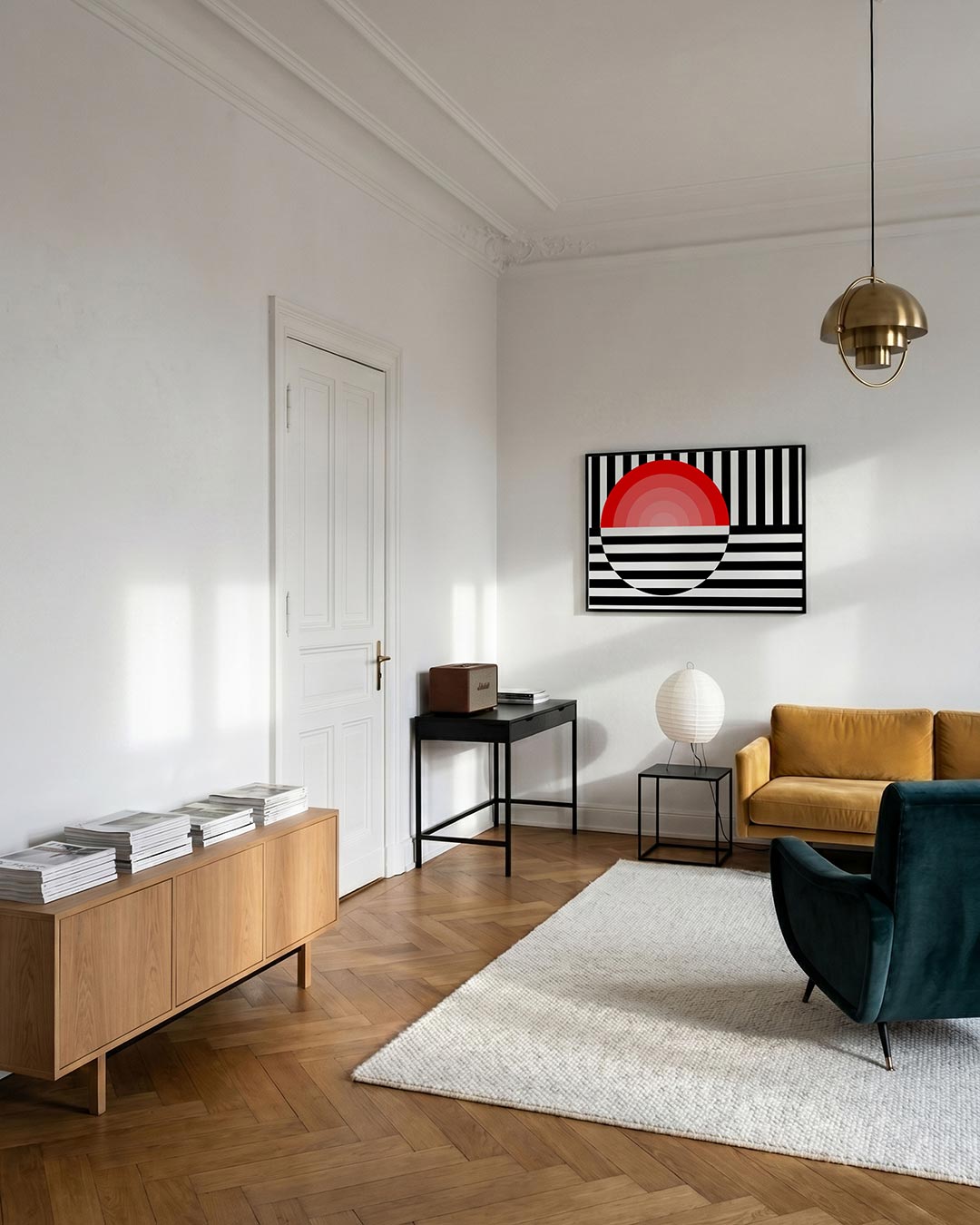 Lijnen en cirkel – geometrische poster in Bauhaus-stijl van WallArtistic