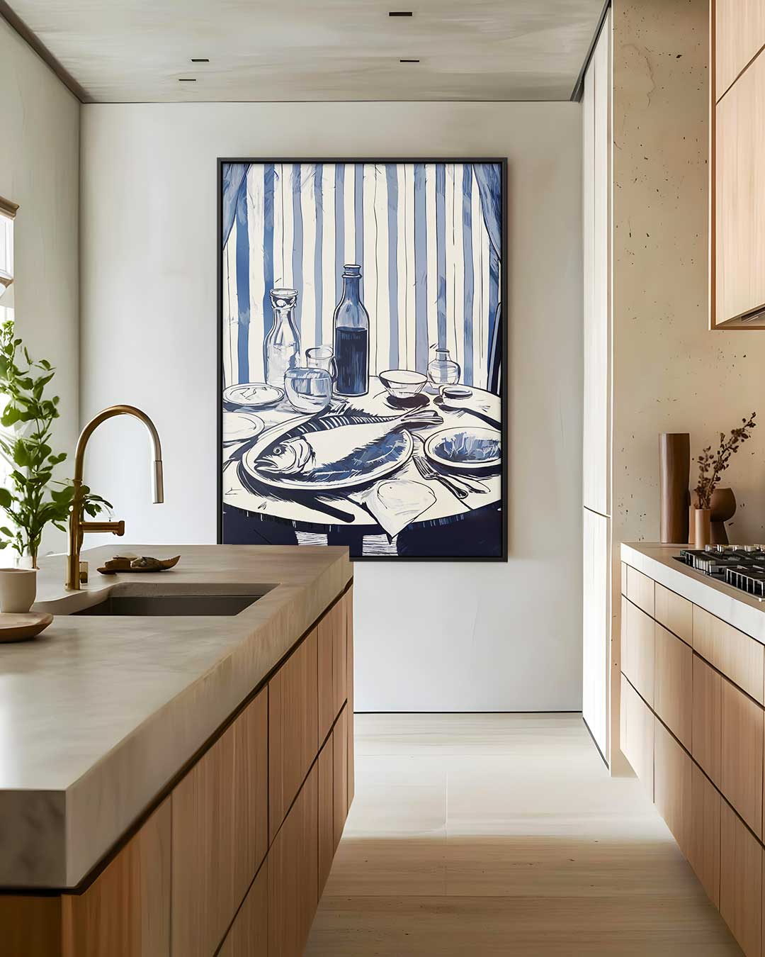 Rustieke Eettafel Scène – staand kunstwerk voor modern interieur