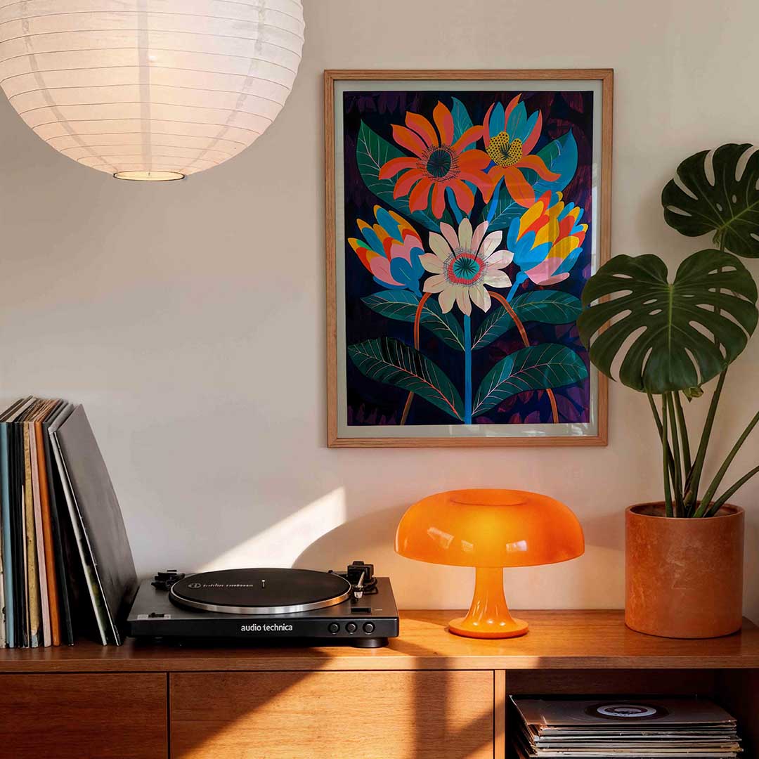 Bloemen en bladeren – staande kleurrijke wanddecoratie van WallArtistic
