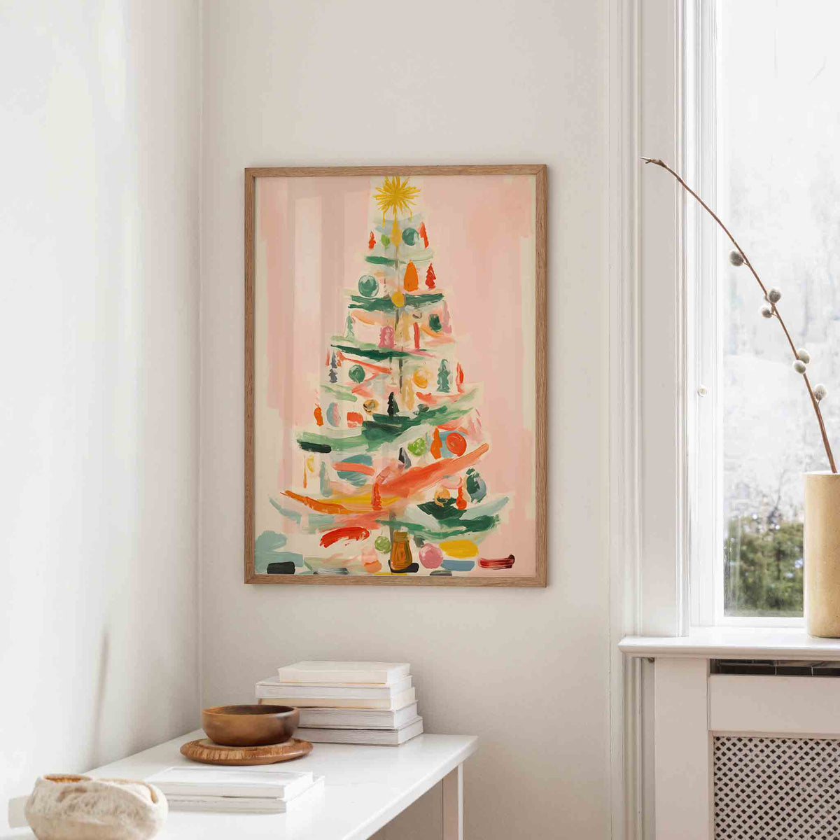 Kerstboom met decoraties – staande kerst wanddecoratie van WallArtistic