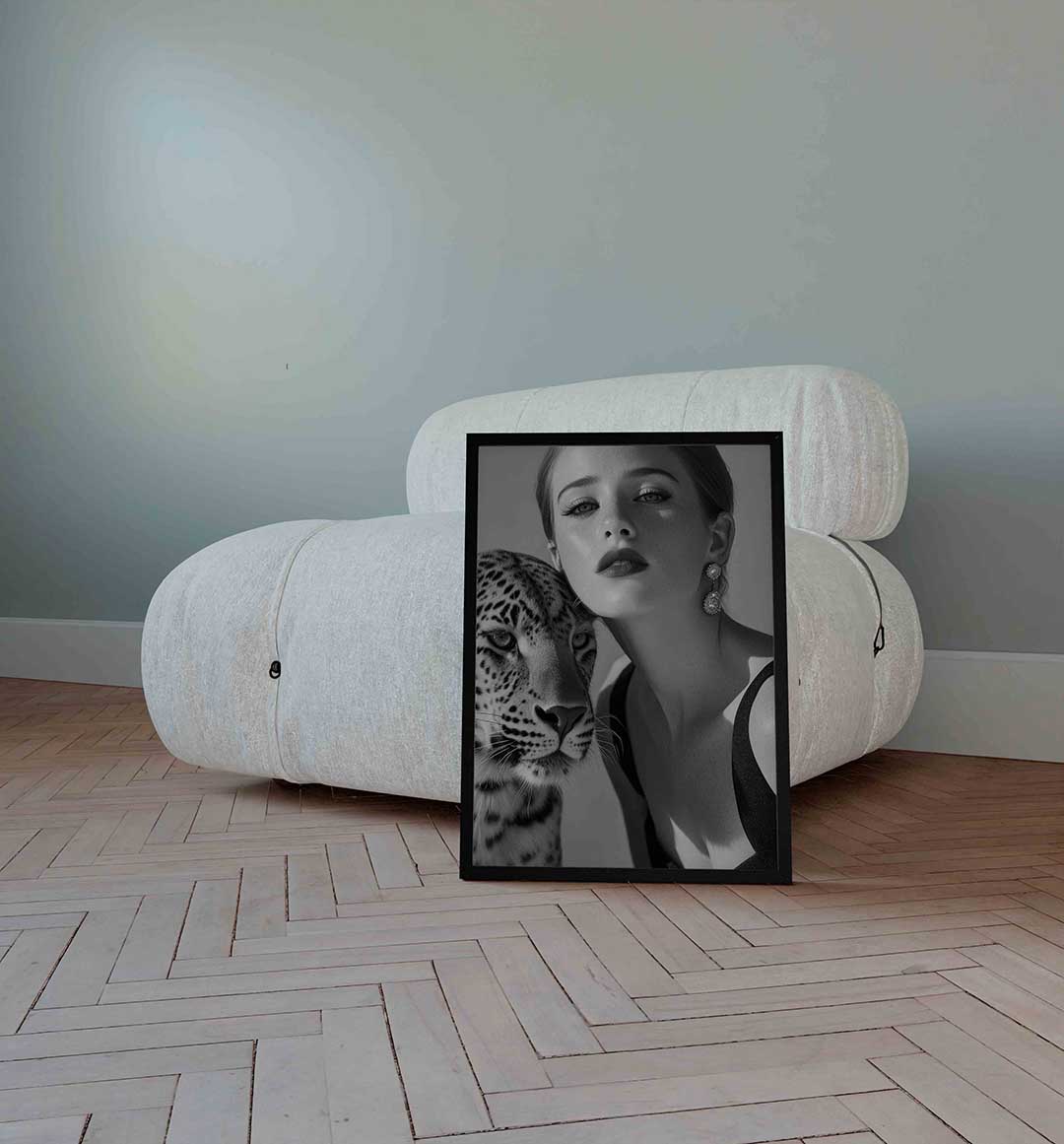 Portret met luipaard – Pop Art wandkunst als portret poster
