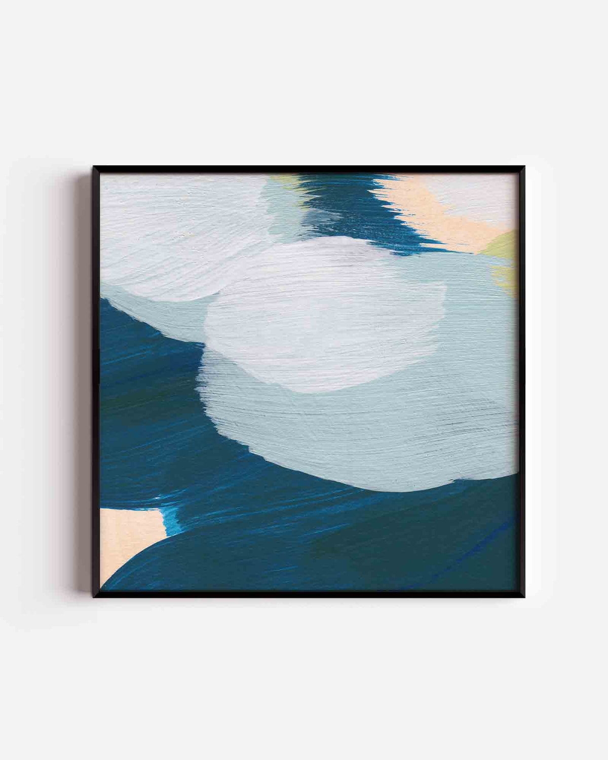 Abstracte blauwe en witte vormen – schilderkunst vierkante poster als wanddecoratie