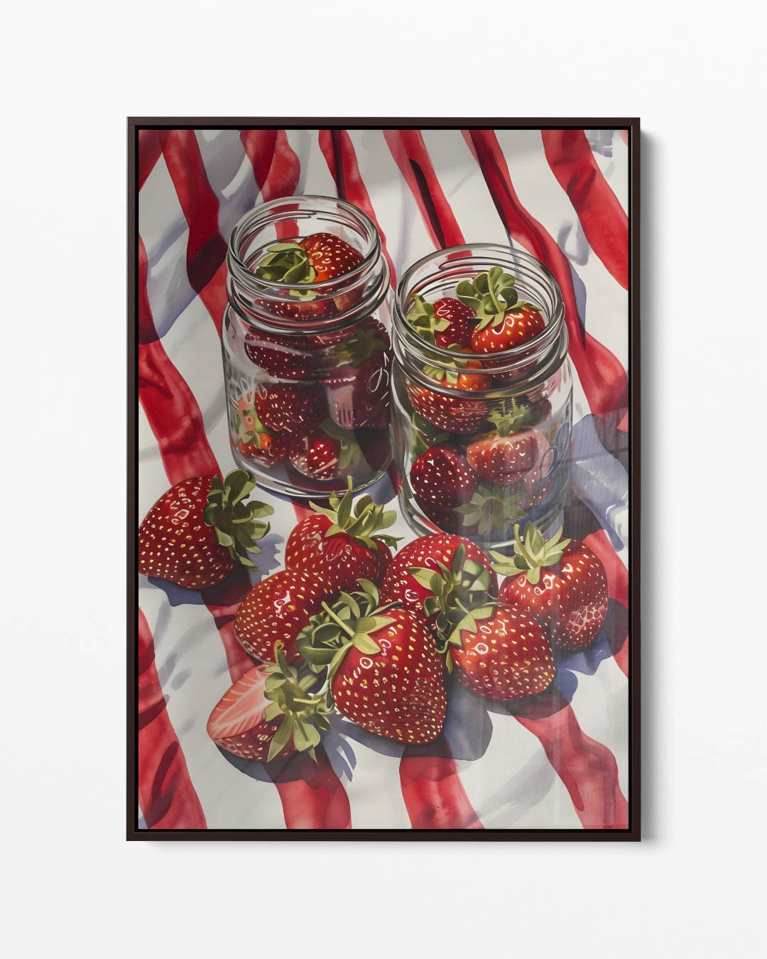 Aardbeien in Potten Schilderij – portret kunstwerk als wanddecoratie