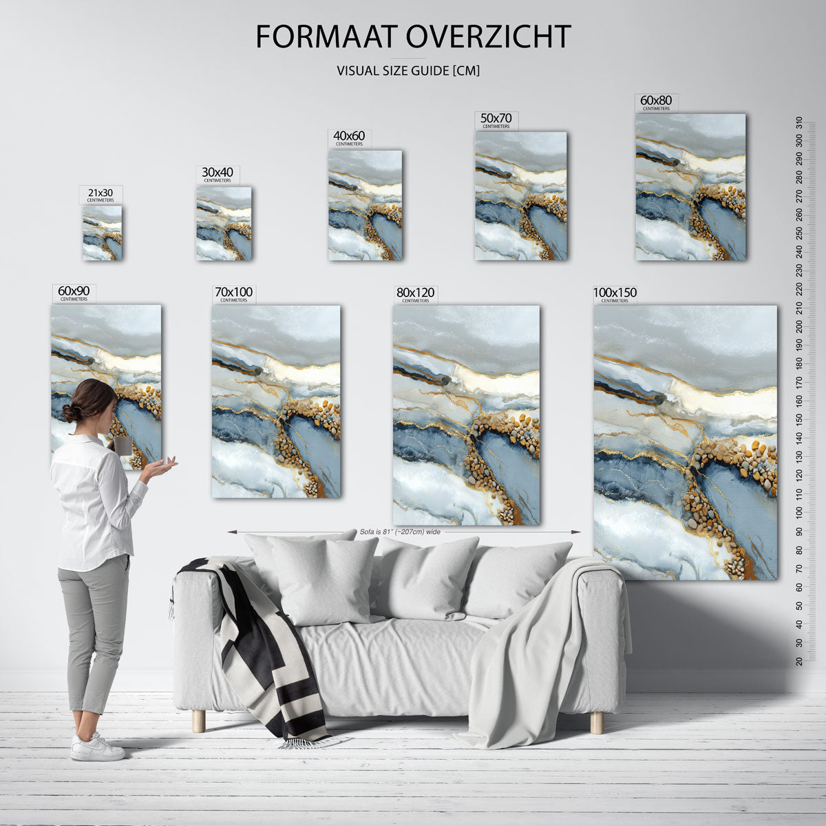 Abstracte stenen en lijnen – staande muurposter met abstracte vormen