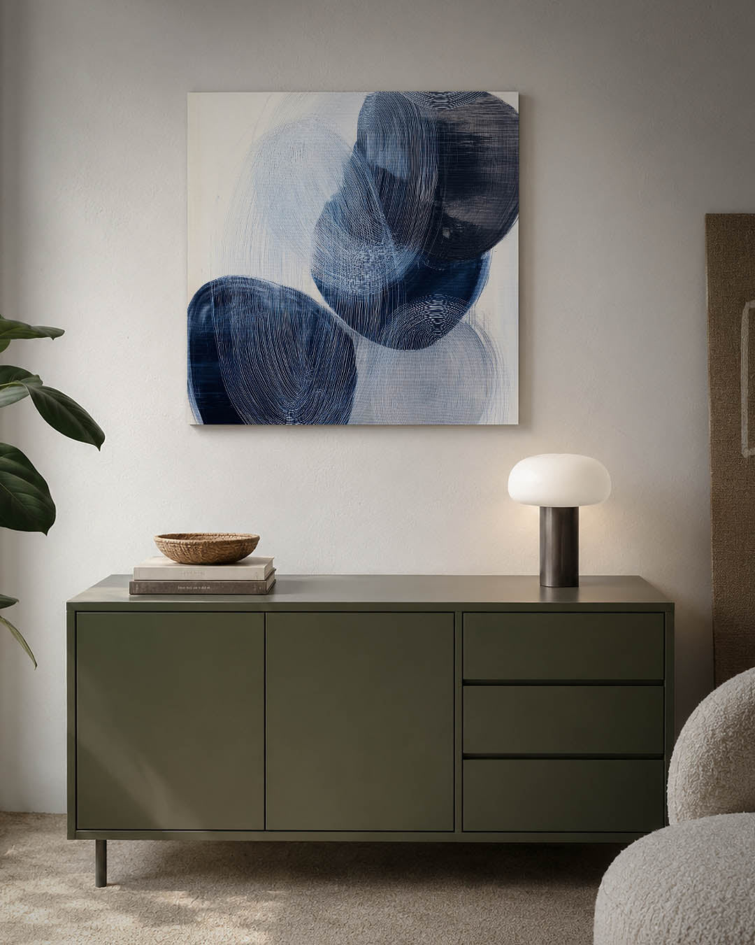 Organische lijnen compositie kunstwerk – detailweergave – dit werk toont vloeiende, overlappende lijnen in een dynamische