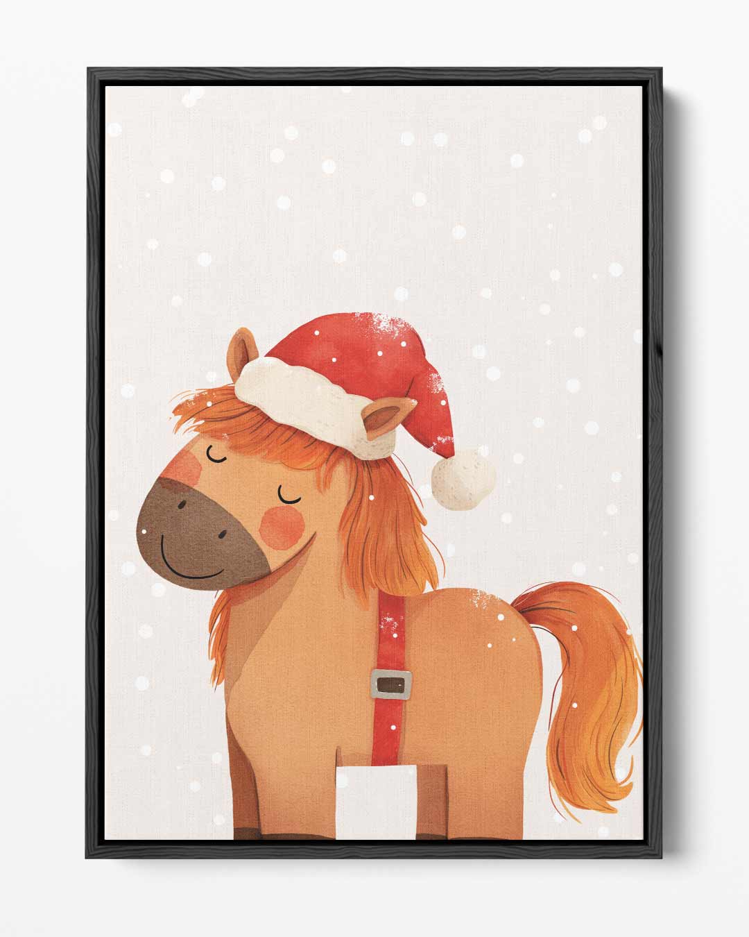 Schattig Kerstpony Illustratie – portret kunstwerk als wanddecoratie