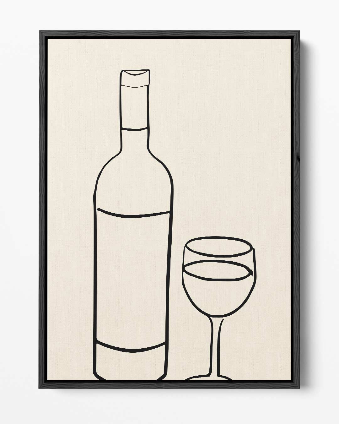 Wijn en Glas Minimalistische Lijntekening – portret kunstwerk als wanddecoratie
