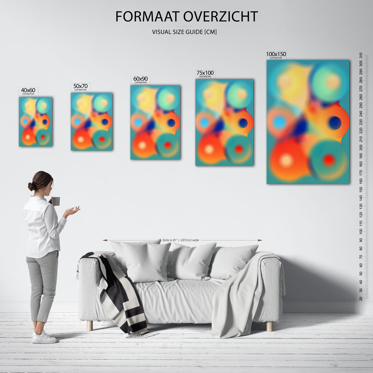 Vloeiende kleurencompositie – Dynamisch – moderne staande wandkunst