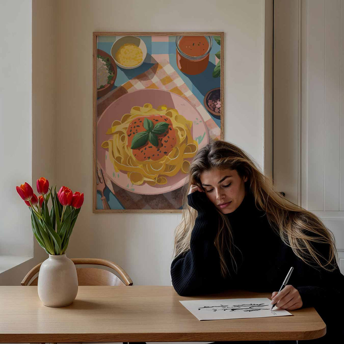 Italiaanse Pasta – keuken poster als sfeervolle staande wanddecoratie