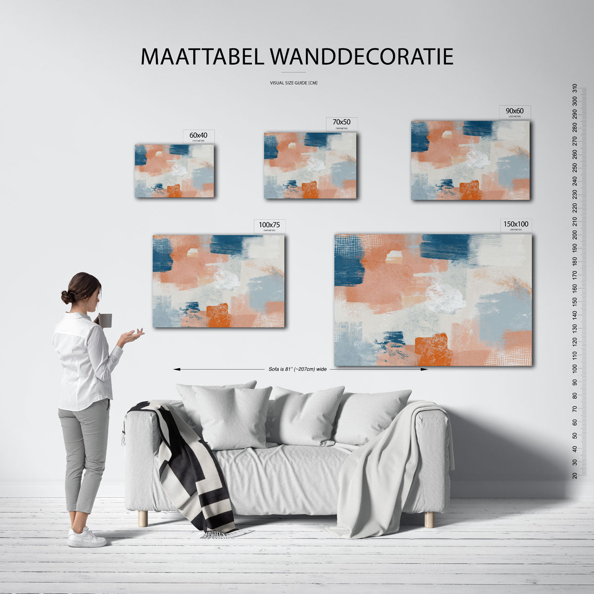 Kleurrijke vegen compositie – Kleurrijke – moderne liggende wandkunst