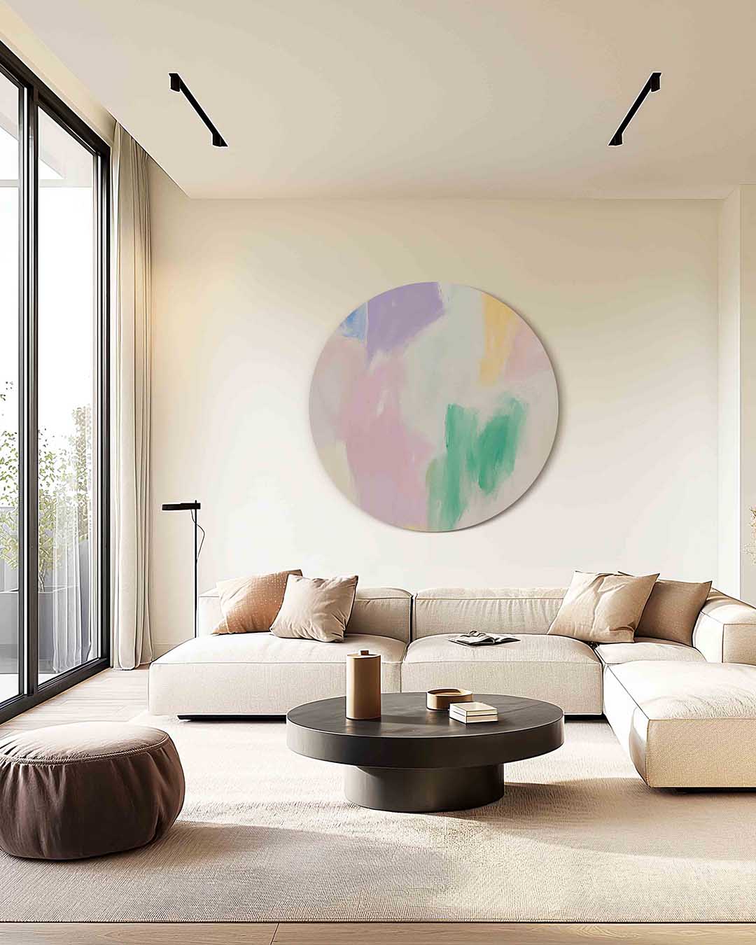 Abstracte – kleurrijke muurcirkel als ronde wanddecoratie