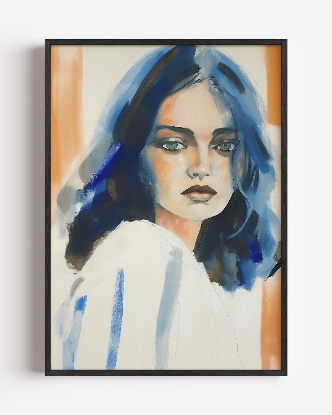 Mystieke Blauw Getinte Portretposter – vrouwelijk portret poster als wanddecoratie