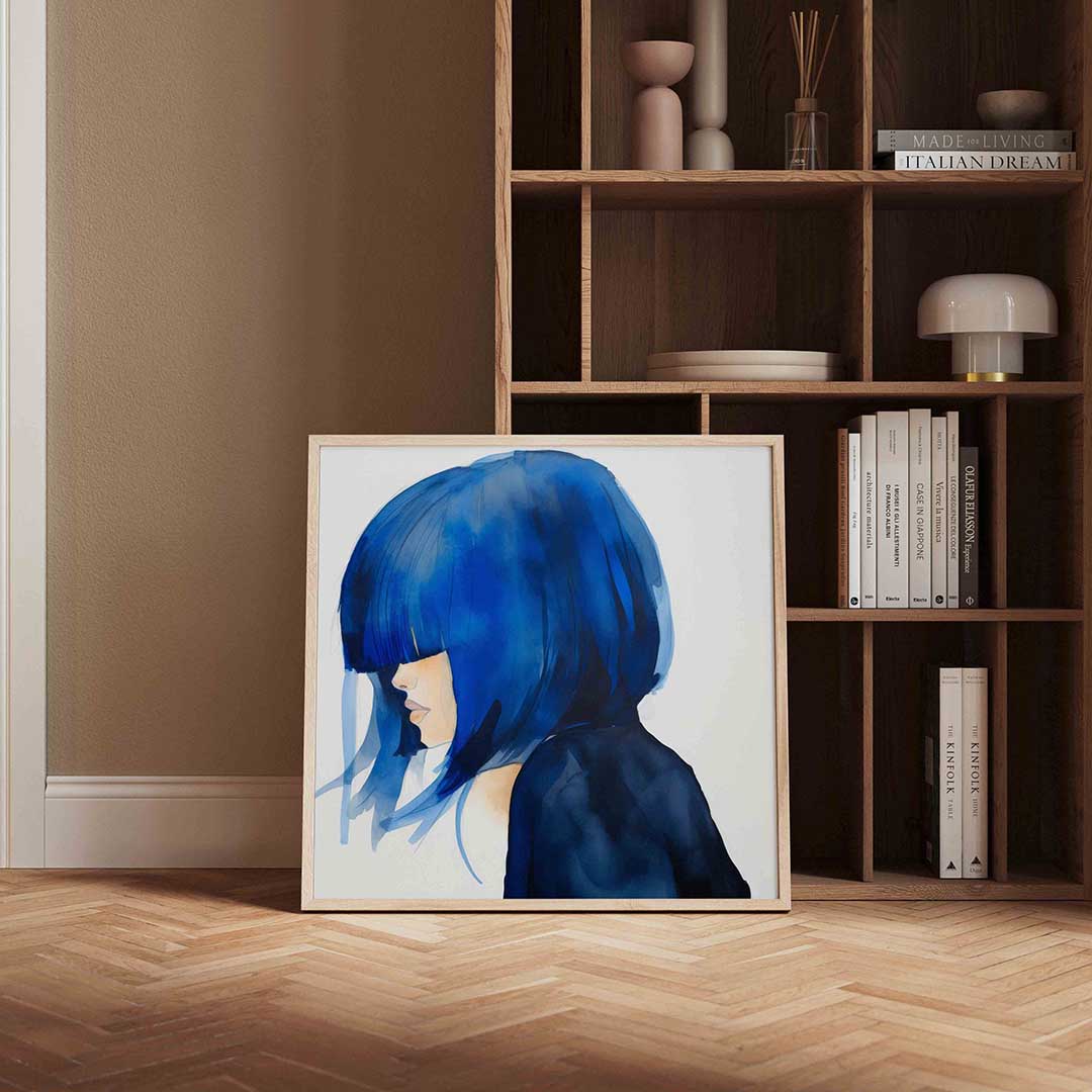 Blauw kapsel – kleurrijke vierkante wanddecoratie van WallArtistic