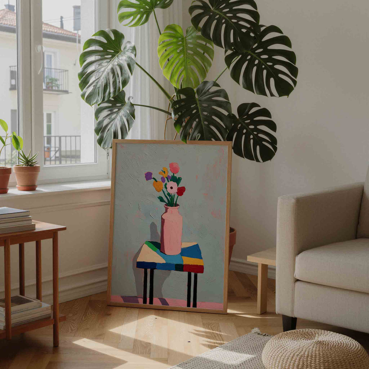 Bloemen in vaas – staande botanische wanddecoratie van WallArtistic