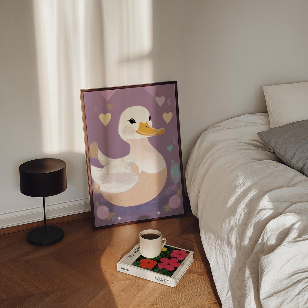 Schattige Eend Illustratie – staande kinderkamer wanddecoratie van WallArtistic
