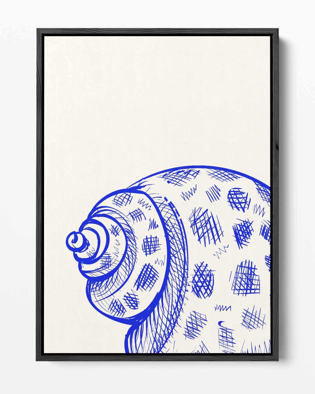 Blauwe Schelp Schets – portret kunstwerk als wanddecoratie