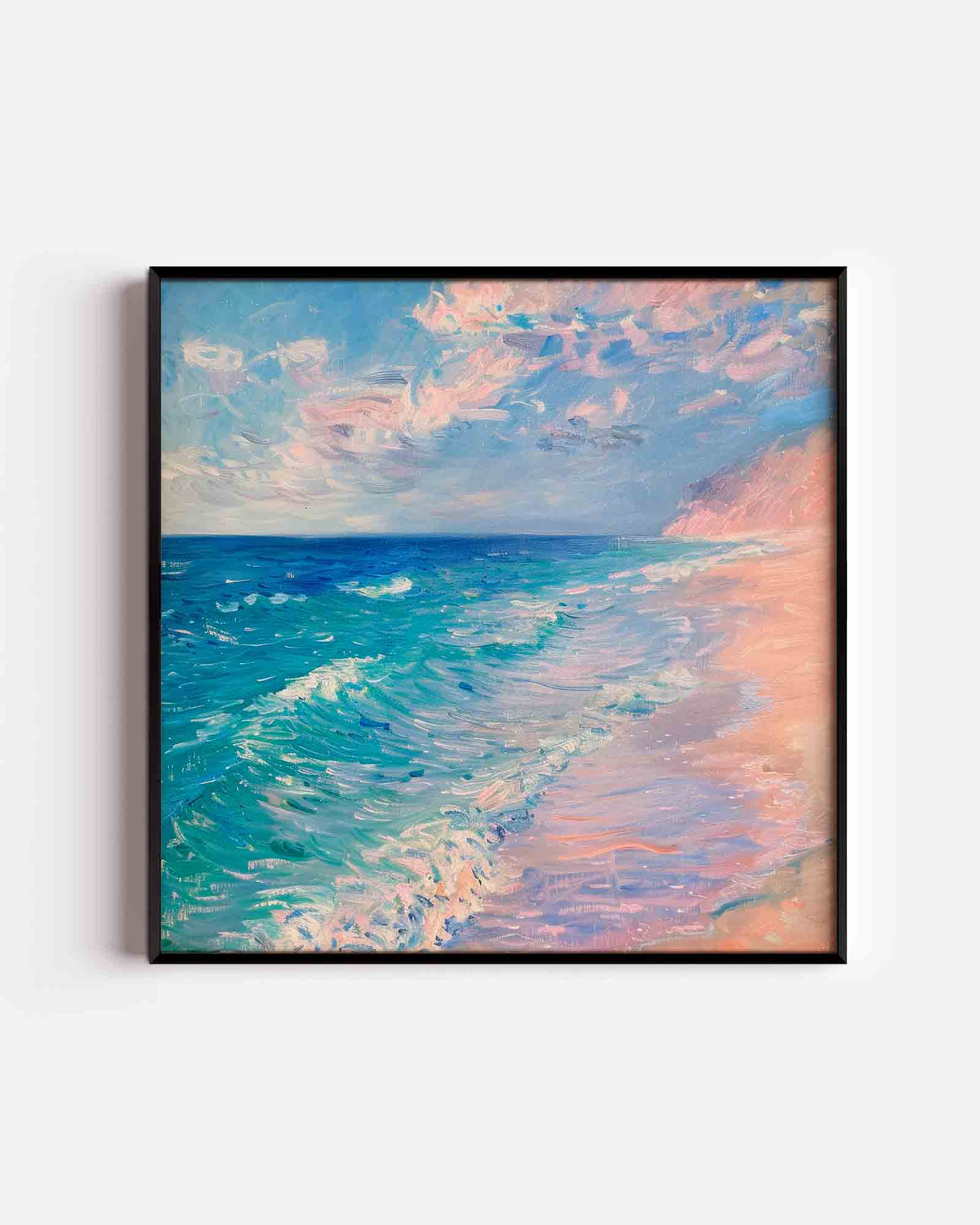 Strand en zee – kleurrijke illustratie poster als wanddecoratie